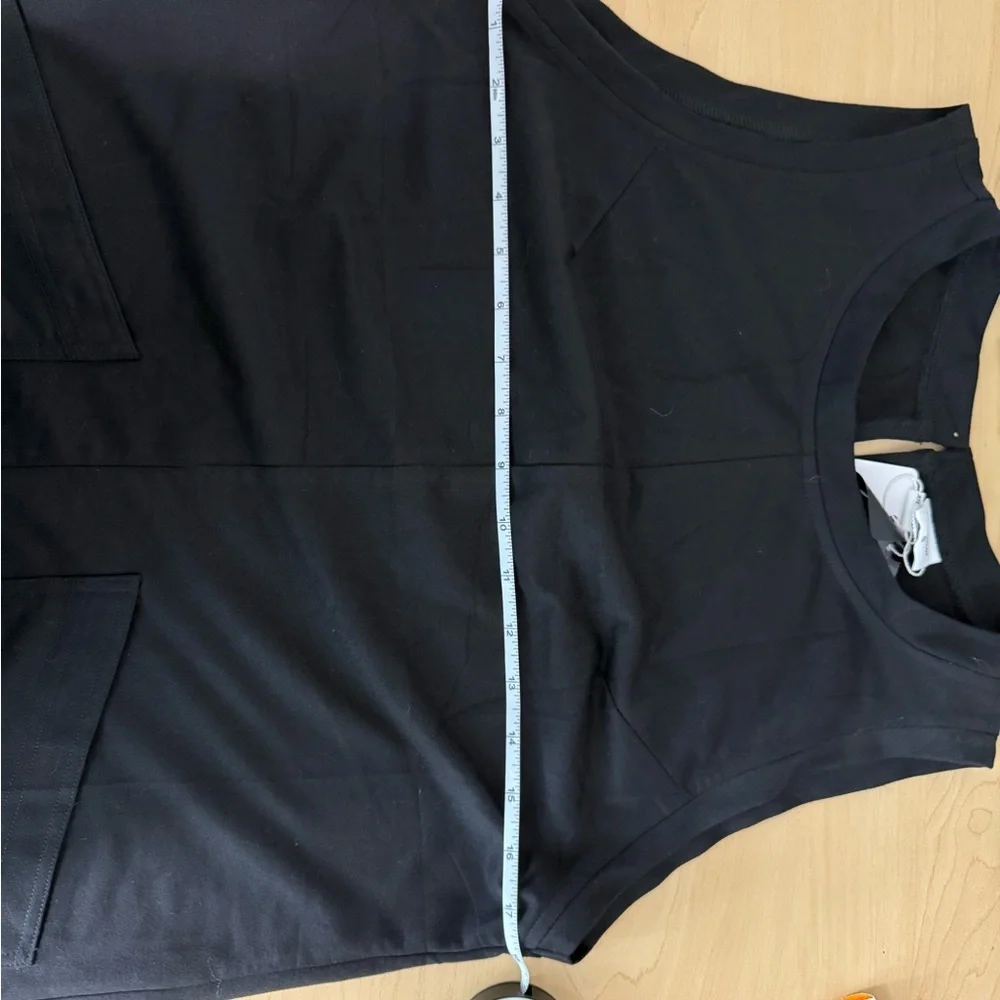 Black Sleeveless Minimalist Romper SZ S Soft Knit Pocket Casual Lounge One Piece